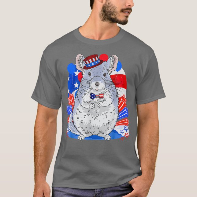 Camiseta Chinchilla Funny Merica 4 de Julio Estadounidense (Anverso)
