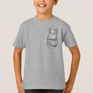 Camiseta Chinchilla gris linda de la piel del bolsillo