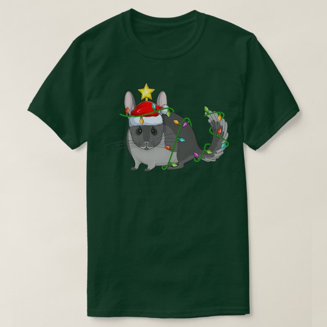 Camiseta Chinchilla Iluminando árbol de navidad coincidiend (Diseño del anverso)