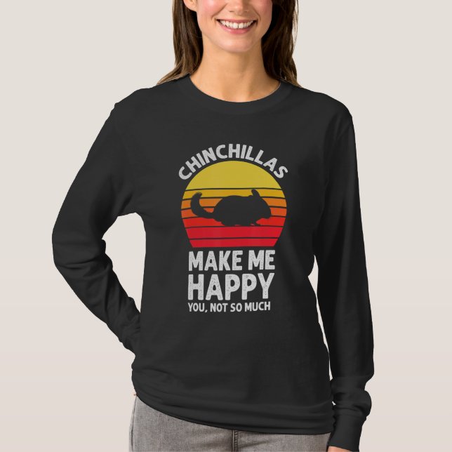 Camiseta Chinchillas Make Me Happy Sunset Retro Chinchilla (Anverso)