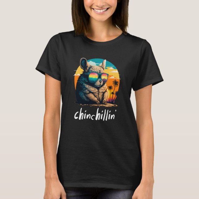 Camiseta Chinchillin' Retro Groovy Chinchilla  4 (Anverso)