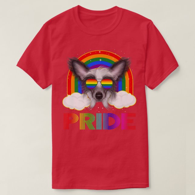 Camiseta Chinese Crested Dog LGBT Rainbow Gay Lesbian LGBTQ (Diseño del anverso)