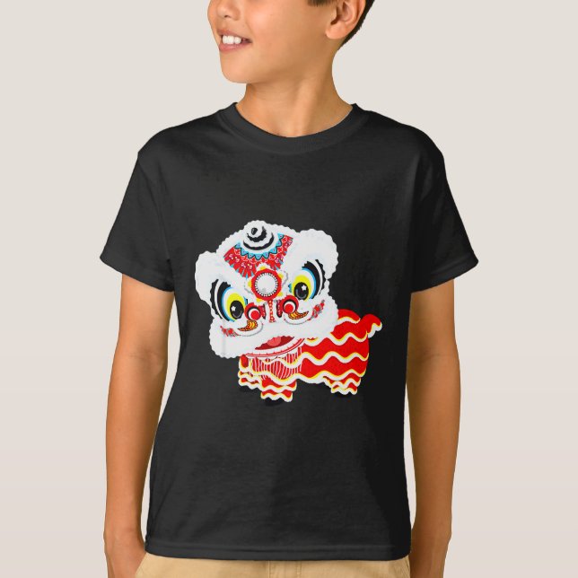 Camiseta Chinese Cute Traditional Dancing Lion Art Happy Ne (Anverso)