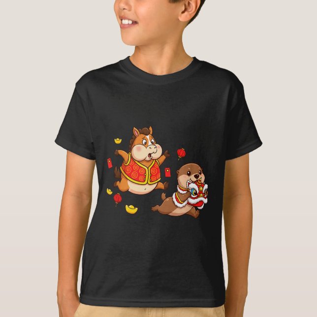 Camiseta Chinese Horse Otter Funny Kids Mens Womens Happy N (Anverso)