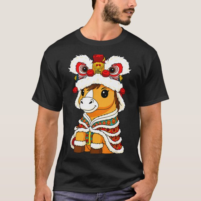 Camiseta Chinese Lunar New Year Lion Dance Cute Horse China (Anverso)