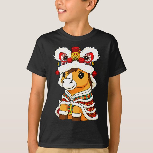 Camiseta Chinese Lunar New Year Lion Dance Cute Horse China (Anverso)