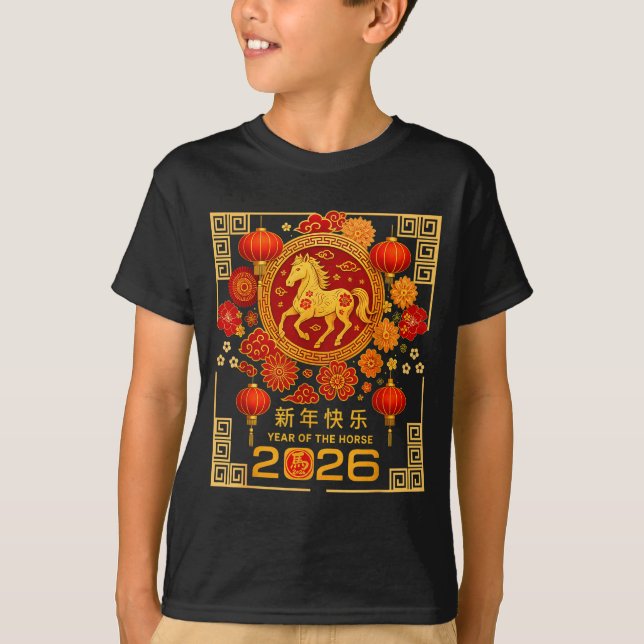 Camiseta Chinese Lunar New Year Of Horse 2026 Astrology Zod (Anverso)