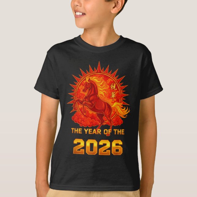 Camiseta Chinese New Year 2026 Of The Fire Horse Men Women  (Anverso)