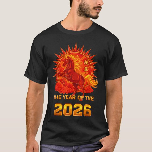 Camiseta Chinese New Year 2026 Of The Fire Horse Men Women  (Anverso)