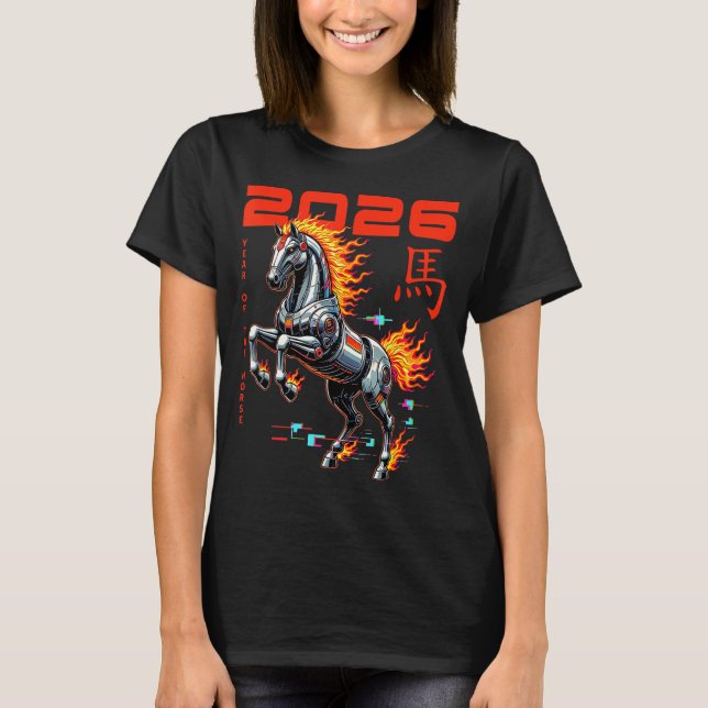 Camiseta Chinese New Year 2026 Year Of The Fire Horse Cyber (Anverso)