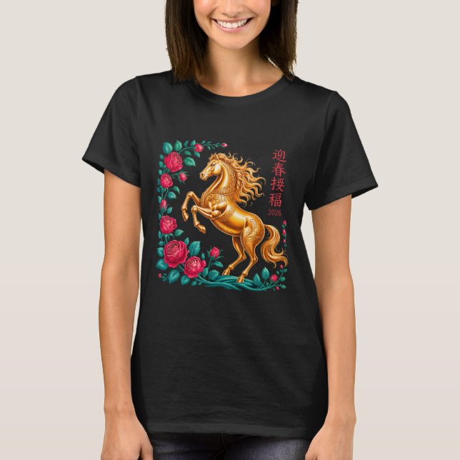 Camiseta Chinese New Year 2026 Year Of The Horse Floral Dec (Anverso)