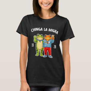 Camiseta Chinga la migra divertida rana gráfica de protesta