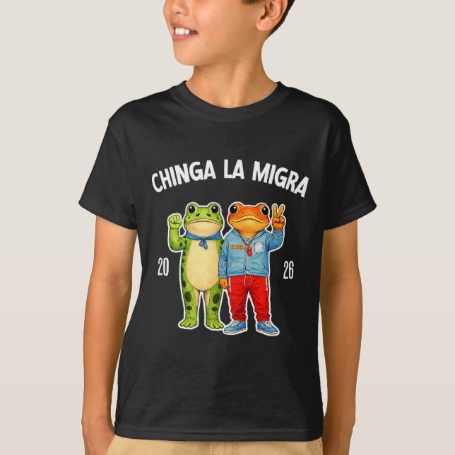 Camiseta Chinga la migra funny frog protest graphic  (Anverso)