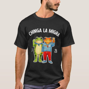 Camiseta Chinga la migra rana divertida gráfica de protesta