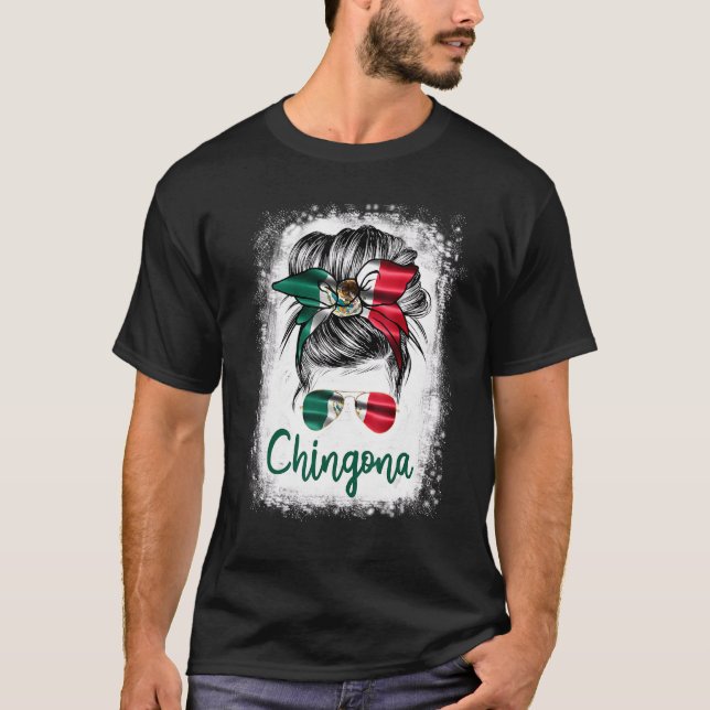 Camiseta Chingona por la bandera de México Chica para las m (Anverso)