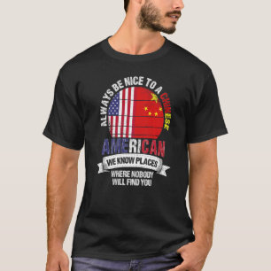 Camiseta Chino Americano Conocemos Lugares donde Bandera de