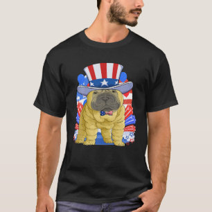Camiseta Chino Chino Gracioso Shar-Pei 4 De Julio Tío Sam M