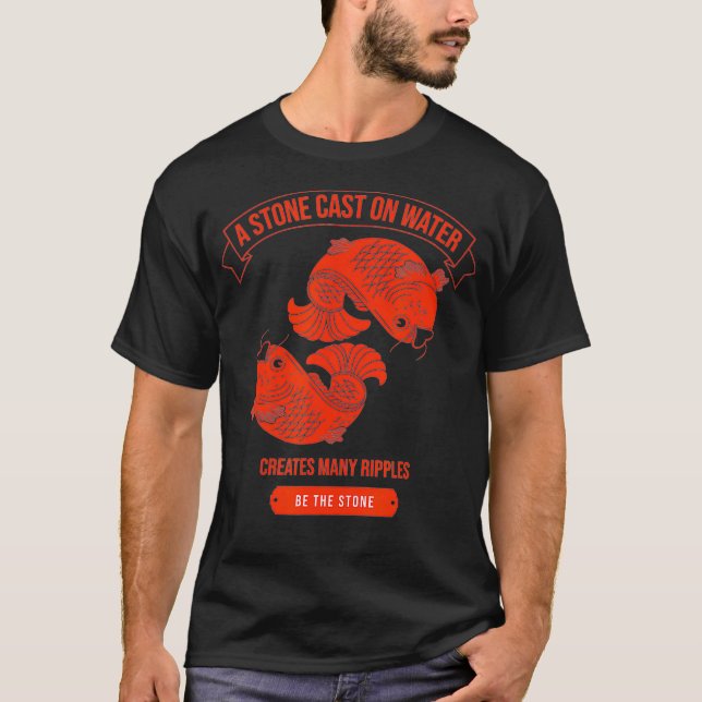 Camiseta Chino Rojo Koi Fish Farolita Sabiduría Asiática (Anverso)