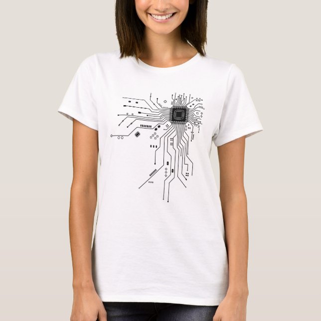 Camiseta Chip Cpu de ingeniero informático de la placa de c (Anverso)