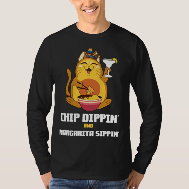 Camiseta Chip Dippin Margarita Sippin Cat Alcohol Cocktail  (Anverso)