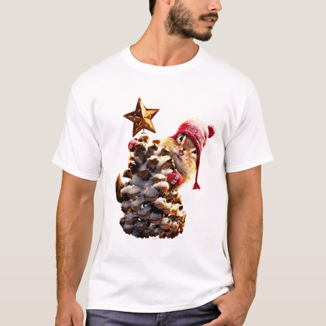 Camiseta Chipmunk con árbol de cono de pino (Anverso)