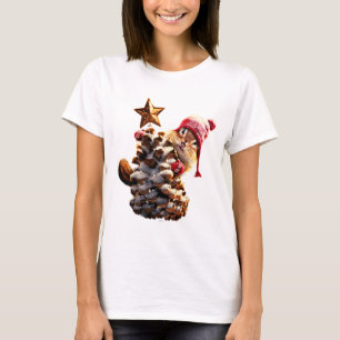Camiseta Chipmunk con árbol de cono de pino