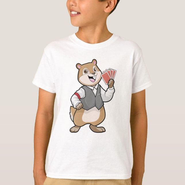 Camiseta Chipmunk en Poker con tarjetas de póker (Anverso)