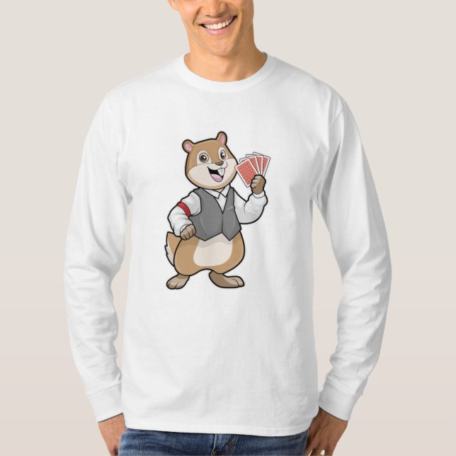 Camiseta Chipmunk en Poker con tarjetas de póker (Anverso)