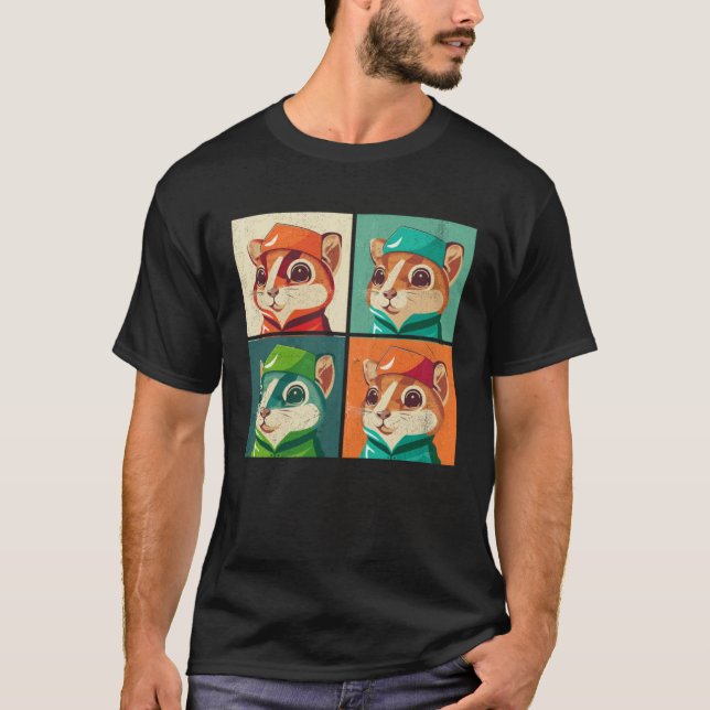 Camiseta Chipmunk Pop Illustration Colorful Animal Women  4 (Anverso)