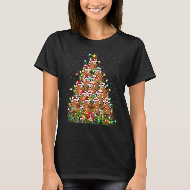Camiseta Chipmunk   Xmas Lights Santa Chipmunk Christmas Tr (Anverso)