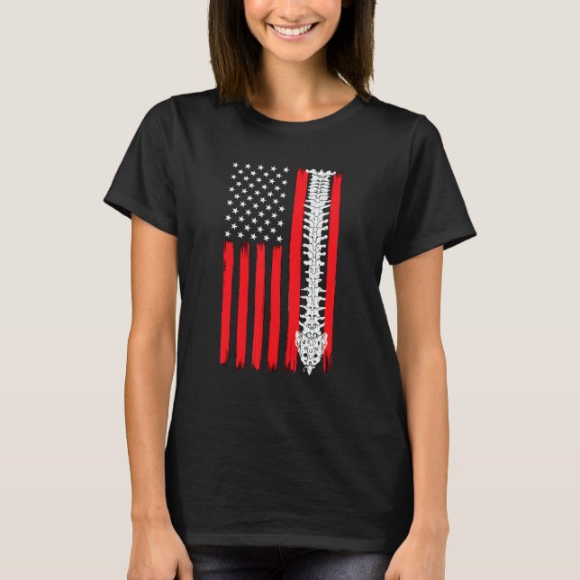 Camiseta Chiropractic Bone Back Spine American Flag Chiropr (Anverso)