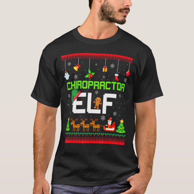 Camiseta Chiropractor Elf Funny Chiro Chiropractico Ugly Xm (Anverso)