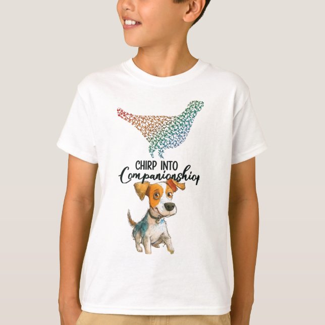 Camiseta Chirp en compañerismo" Caricatura Dog acuarela (Anverso)