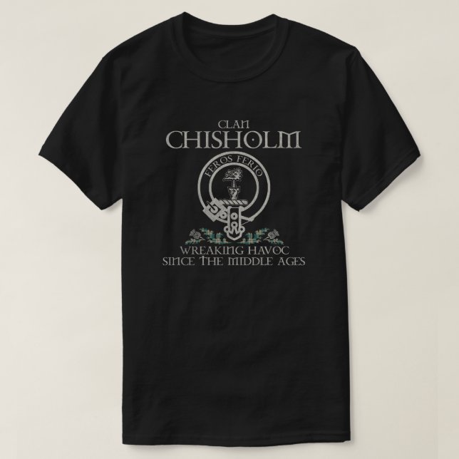 Camiseta Chisholm Colonial Clan escudo Escocia apellido tar (Diseño del anverso)