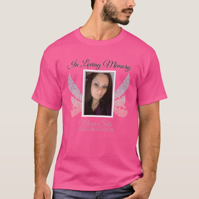 Camiseta Chispa Funeral Memorial Entierro Brillo Ala Rosa (Anverso)