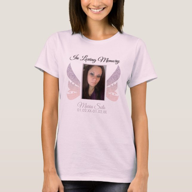 Camiseta Chispa Funeral Memorial Entierro Brillo Ala Rosa (Anverso)