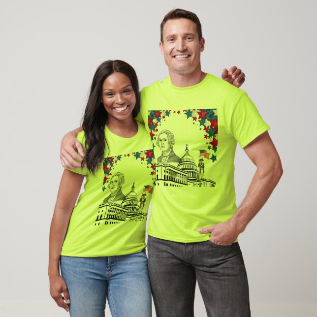 Camiseta Chispas doradas de verde seguridad de julio (Unisexo)