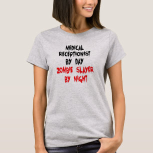 Camiseta Chiste de Asesino de Zombies Recepcionista Médico