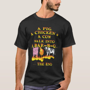 Camiseta Chiste De Bbq Divertido Un Cerdo Un Pollo Una Vaca