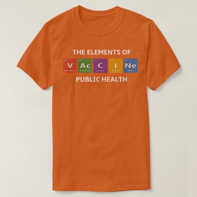 Camiseta Chiste de Ciencia de Tabla Periódica Pro Vacuna  (Diseño del anverso)
