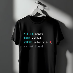 Camiseta Chiste de código de saldo cero en SQL Wallet