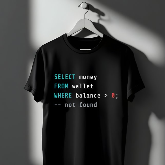 Camiseta Chiste de código de saldo cero en SQL Wallet (Subido por el creador)
