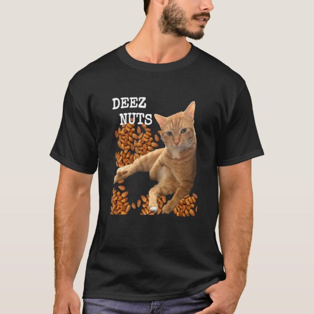 Camiseta Chiste de Deez Nuts con Gato y Almendras (Anverso)