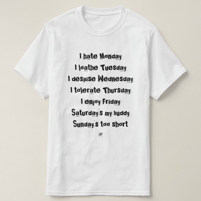 Camiseta Chiste de días de la semana (Diseño del anverso)