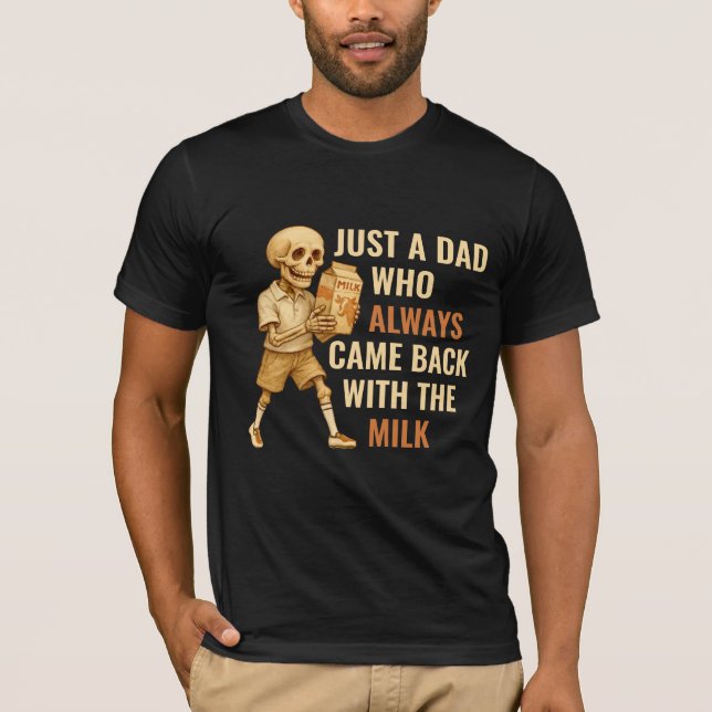 Camiseta Chiste de la leche de papa con esqueleto de época  (Anverso)