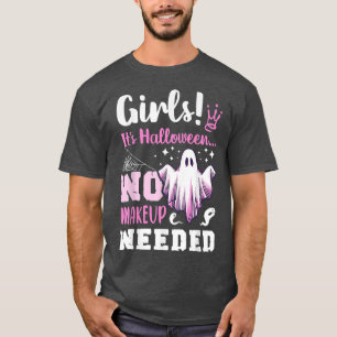 Camiseta Chiste de maquillaje de Halloween, Chicas, rosado,