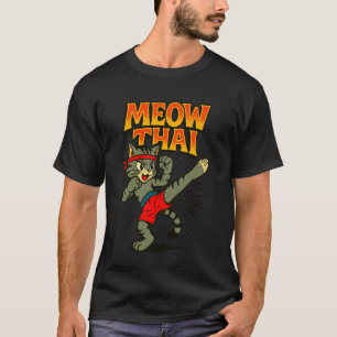 Camiseta Chiste de Papá Gato Luchador de Muay Thai Tailandé