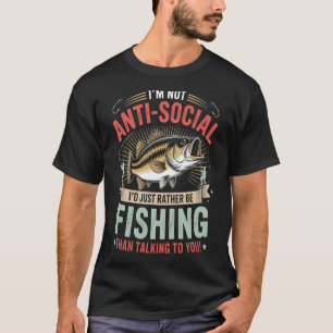 Camiseta Chiste de Pesca, No Soy Antisocial, Pescador, Pesc