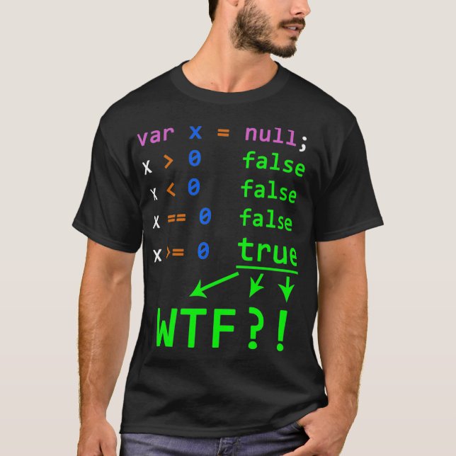 Camiseta Chiste de programación de Javascript con valor nul (Anverso)