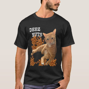 Camiseta Chiste Deez Nuts con gato y almendras